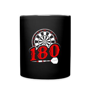Darts 180 Dartscheibe Dartpfeil 180 Dart - Tasse einfarbig - Schwarz - Vorne