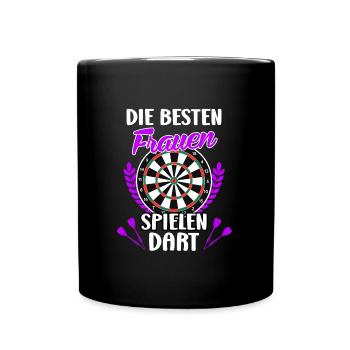 Frauen Darts Damen Dartscheibe Darts Zubehör Dart - Tasse einfarbig - Schwarz - Vorne