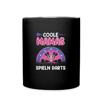 Coole Mamas spielen Dart Frauen Darts Zubehör Dart - Tasse einfarbig - Schwarz - Vorne