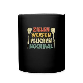 Darts Zielen Werfen Fluchen Dartscheibe Dart - Tasse einfarbig - Schwarz - Vorne
