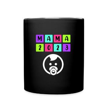 Mama 2023 schwanger Mädchen Junge Mama - Tasse einfarbig - Schwarz - Vorne