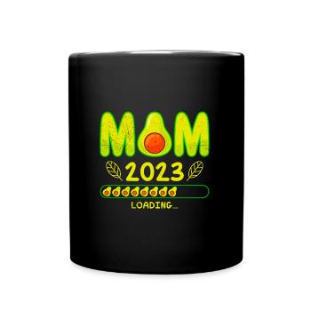 Mama 2023 loading Schwangerschaft Baby Avocado - Tasse einfarbig - Schwarz - Vorne