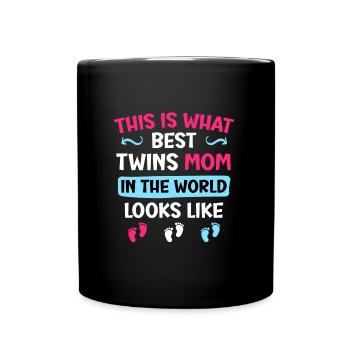 Twin Mom Mom Mom Of Twins Pregnant Mom - Full Colour Mug - black - Front