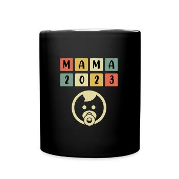 Mama 2023 schwanger Mädchen Junge Mama - Tasse einfarbig - Schwarz - Vorne