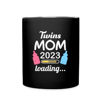 Twin Mom 2023 Twins Young Girl Mom - Full Colour Mug - black - Front