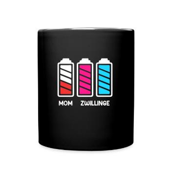 Zwillingsmama Mutter von 2 Schwanger mit Zwillinge - Tasse einfarbig - Schwarz - Vorne