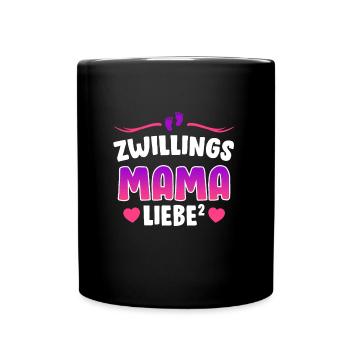 Zwillingsmama Liebe hoch 2 Mutter von 2 Mama - Tasse einfarbig - Schwarz - Vorne