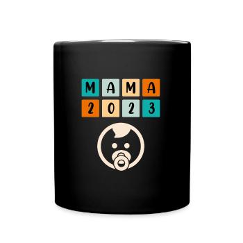 Mama 2023 schwanger Mädchen Junge Mama - Tasse einfarbig - Schwarz - Vorne