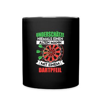Unterschätze niemals einen alten Mann - Tasse einfarbig - Schwarz - Vorne