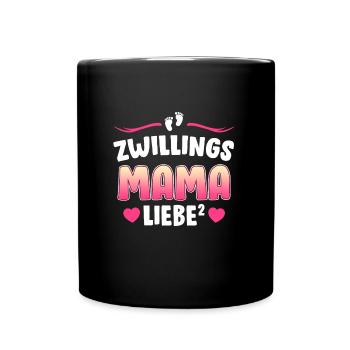 Zwillingsmama Liebe hoch 2 Mutter von 2 Mama - Tasse einfarbig - Schwarz - Vorne