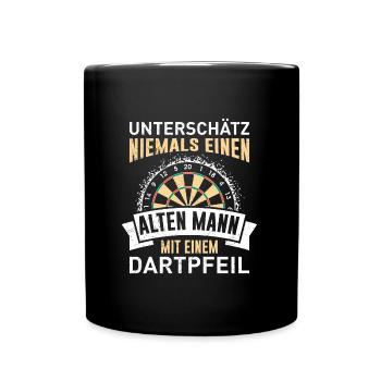 Unterschätze niemals einen alten Mann - Tasse einfarbig - Schwarz - Vorne