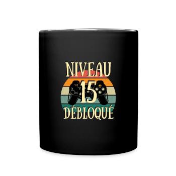 niveau 15 débloqué anniversaire 15 ans garçon - Mug uni - noir - Devant