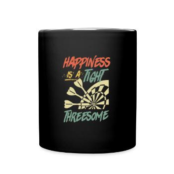 Happiness is a tight Thressome Dart Saying - Full Colour Mug - black - Front