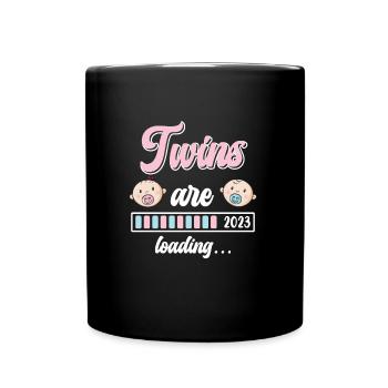 Twin Mom Twins loading Young Girls Mom - Full Colour Mug - black - Front