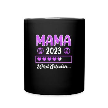 Mama 2023 Mutter to be schwanger Junge Mädchen - Tasse einfarbig - Schwarz - Vorne