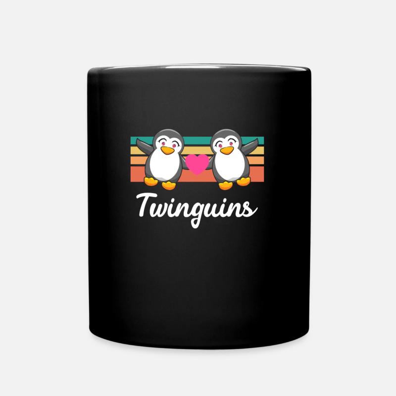 Twinguins Zwilling Pinguin schwanger mit Zwillinge - Tasse einfarbig - Schwarz