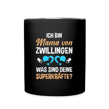 Zwillingsmama Mutter von Zwillinge Jungen Mama - Tasse einfarbig - Schwarz - Vorne