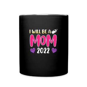 Mère 2022 enceinte d’une jeune fille Maman - Mug uni - noir - Devant