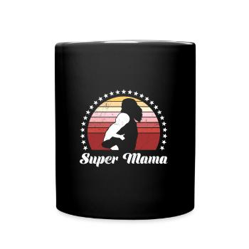 Super Mama Bear Familie Mutter Kind Mama - Tasse einfarbig - Schwarz - Vorne