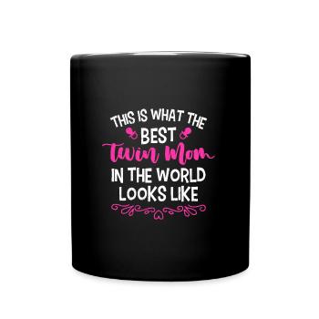 Twin Mom Mother of Twins Girl Mom - Full Colour Mug - black - Front