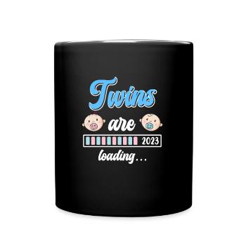 Twin Mom Twins loading Young Girls Mom - Full Colour Mug - black - Front