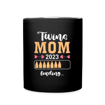 Twin Mom 2023 Mother Twins Baby Mom - Full Colour Mug - black - Front