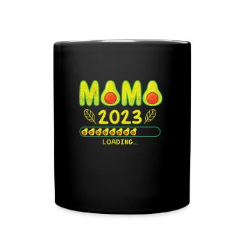 Mama 2023 loading Schwangerschaft Baby Avocado - Tasse einfarbig - Schwarz - Vorne