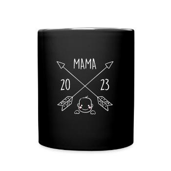 Mom 2023 pregnant with girl Boy Super Mama - Full Colour Mug - black - Front