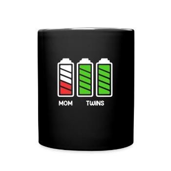 Twin mom Mother of 2 Pregnant with twins - Full Colour Mug - black - Front