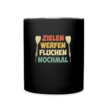 Darts Zielen Werfen Fluchen Dartscheibe Dart - Tasse einfarbig - Schwarz - Vorne