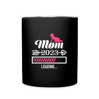 Maman 2023 chargement Mère Fille enceinte Maman - Mug uni - noir - Devant