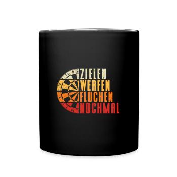 Darts spielen Zielen Werfen Fluchen Punktzahl Dart - Tasse einfarbig - Schwarz - Vorne