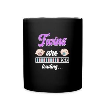 Twin Mom Twins loading Young Girls Mom - Full Colour Mug - black - Front