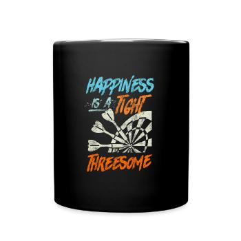 Happiness is a tight Thressome Dart Saying - Full Colour Mug - black - Front