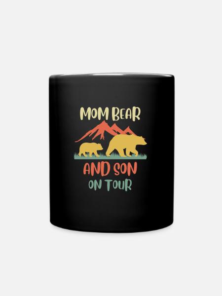 Mama Bear Kinder Tochter Sohn Familie on Tour - Tasse einfarbig - Schwarz