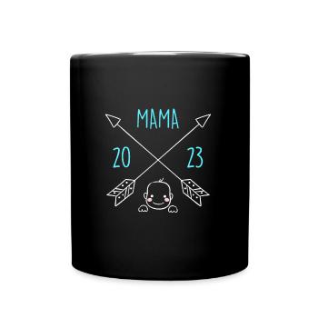 Mom 2023 pregnant with girl Boy Super Mama - Full Colour Mug - black - Front