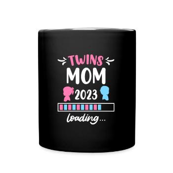 Twin Mom 2023 Twins loading Young Girls - Full Colour Mug - black - Front