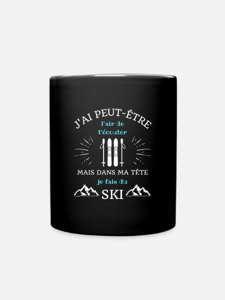 dans ma tête ski homme humour skieur montagne - Mug uni - noir