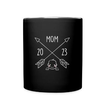Mom 2023 Pregnant With Girl Boy Super Mom - Full Colour Mug - black - Front