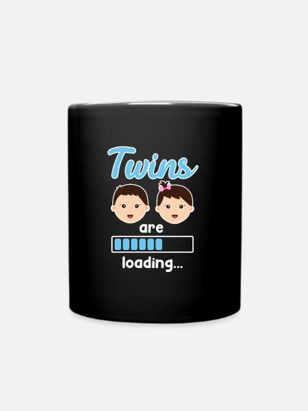 Zwillinge schwanger mit Zwillingen Junge Mädchen - Tasse einfarbig - Schwarz