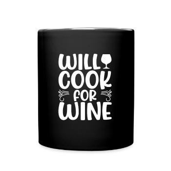 Wir kochen für Wein - Tasse einfarbig - Schwarz - Vorne