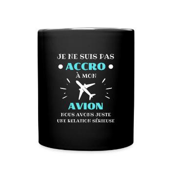 accro avion humour pilote d'avion idée cadeau - Mug uni - noir - Devant