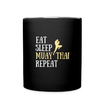 eat sleep muay thai humour arts martiaux cadeau - Mug uni - noir - Devant