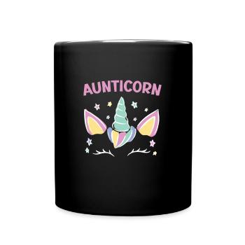 Unicorn Aunt Aunticorn Fairy Tale Super Aunt - Full Colour Mug - black - Front
