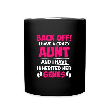 Attention j’ai les gènes de ma tante folle - Mug uni - noir - Devant