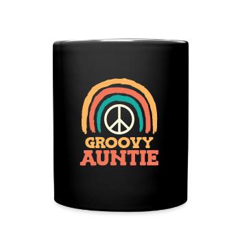 Groovy Auntie Love and Peace Hippie Aunt - Full Colour Mug - black - Front