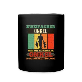 Zweifacher Onkel normaler Onkel - Tasse einfarbig - Schwarz - Vorne