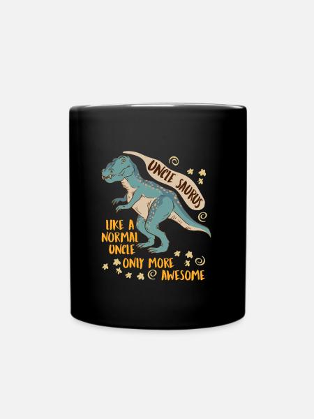 Onkel Saurus wie normaler Onkel nur cooler - Tasse einfarbig - Schwarz