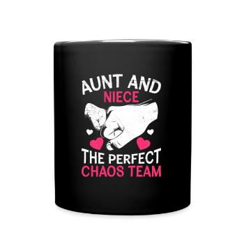 Aunt and niece the perfect Chaos Team Aunt - Full Colour Mug - black - Front
