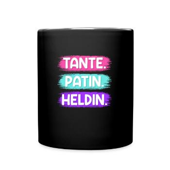 Tante Patentante Heldin Super Tante - Tasse einfarbig - Schwarz - Vorne